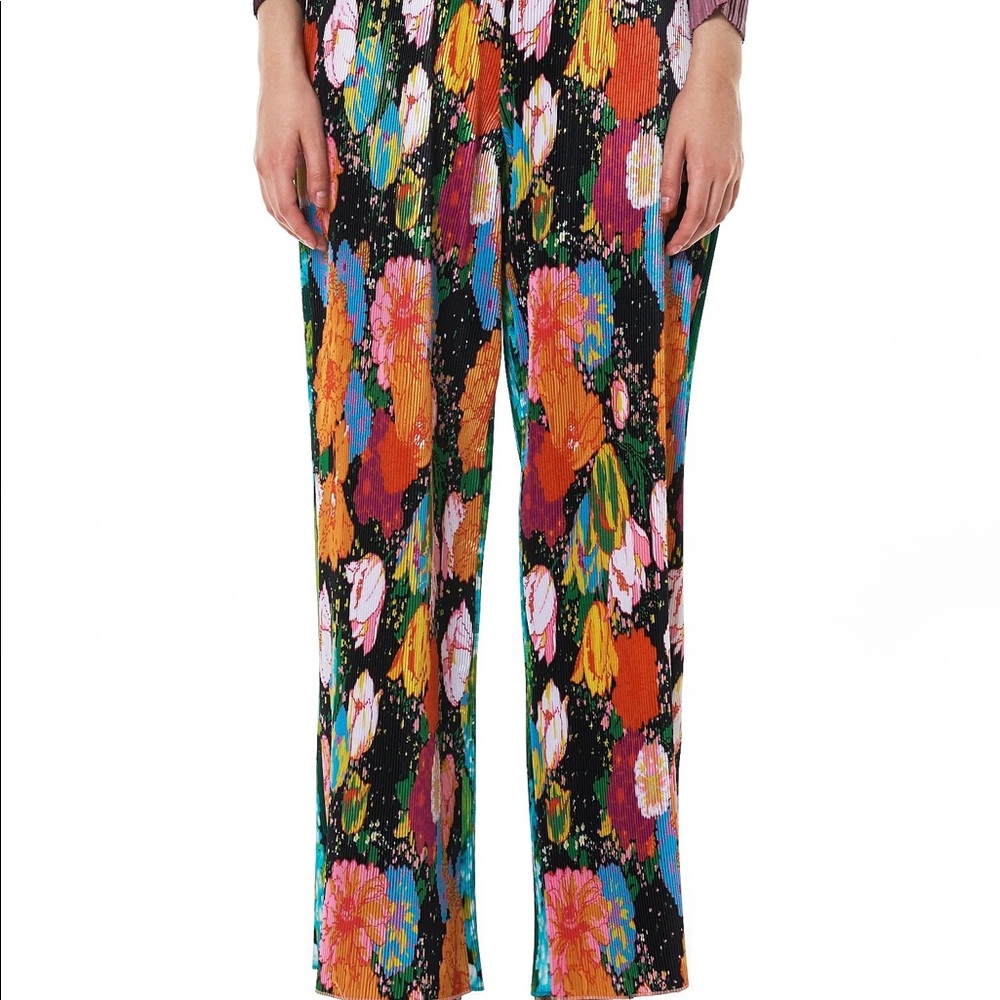 richard quinn floral plissé trousers